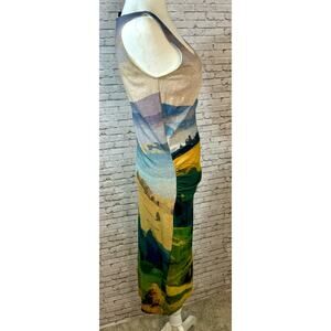 Scenic Print Sleeveless Mini Dress